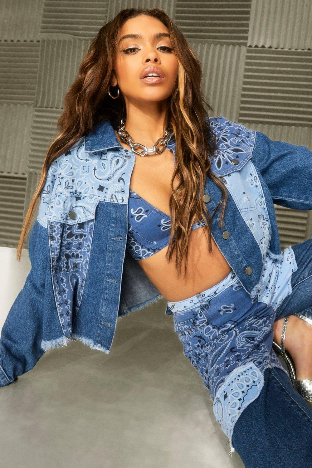 Boohoo cropped denim outlet jacket